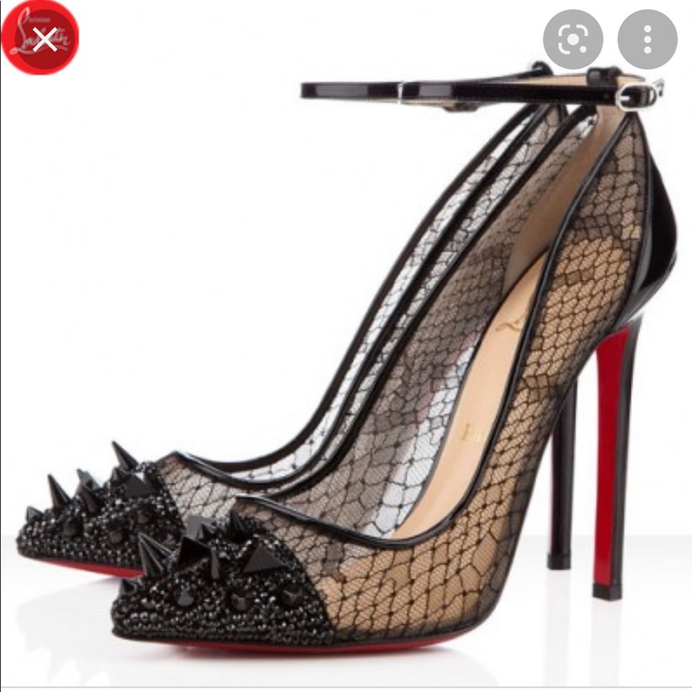 Christian Louboutin Lace Picks & Co Blk Spike Toe
